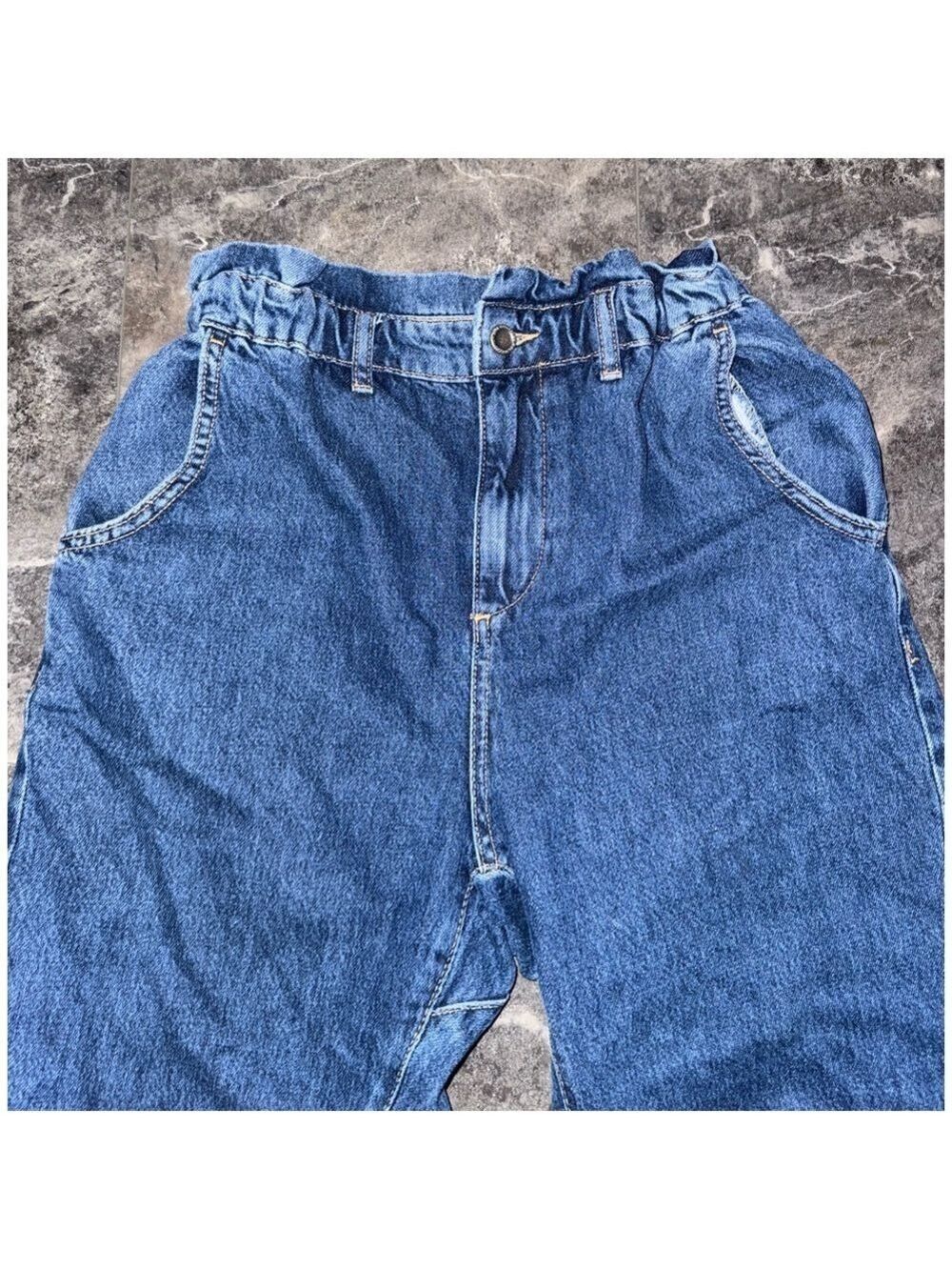 Zara Paperbag Denim Jeans Medium Wash Size 4 - Picture 2 of 6